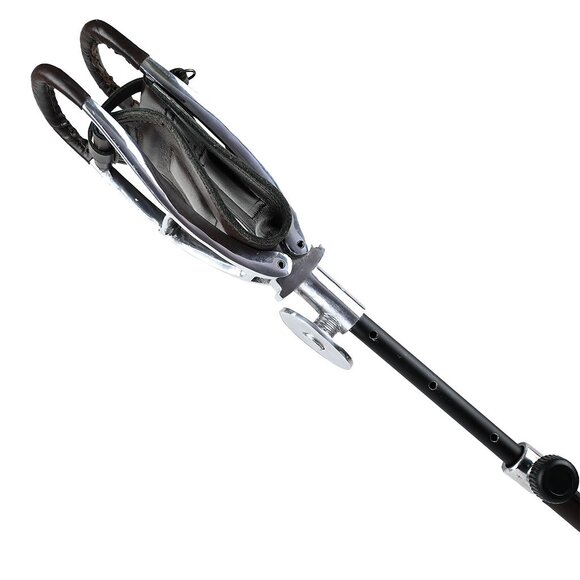 Outdoor Leather Stick With Portable Seat Stainless Steel Foldable Stool NEW - Picture 6 of 14